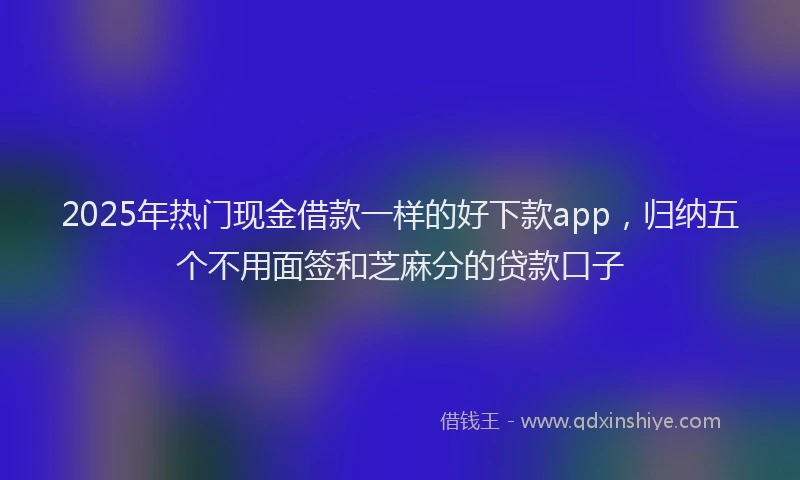 2025年热门现金借款一样的好下款app，归纳五个不用面签和芝麻分的贷款口子