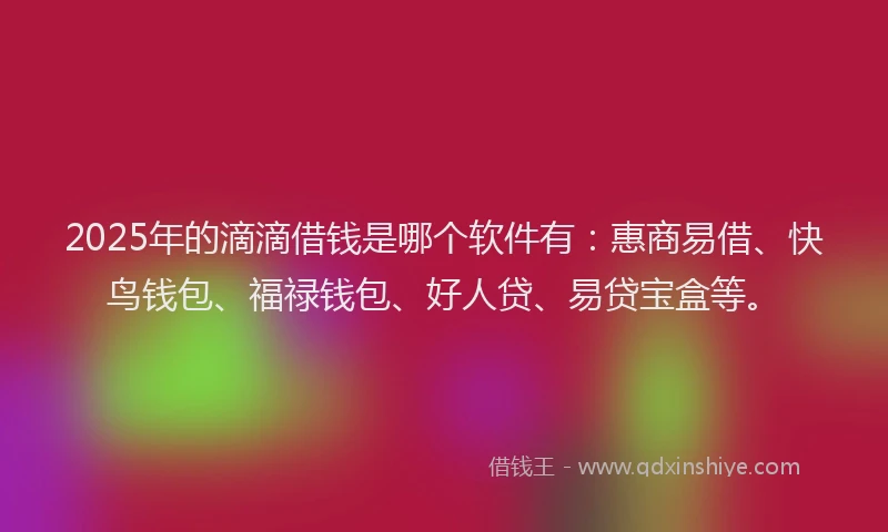 2025年的滴滴借钱是哪个软件有：惠商易借、快鸟钱包、福禄钱包、好人贷、易贷宝盒等。