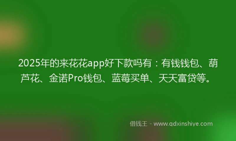2025年的来花花app好下款吗有：有钱钱包、葫芦花、金诺Pro钱包、蓝莓买单、天天富贷等。