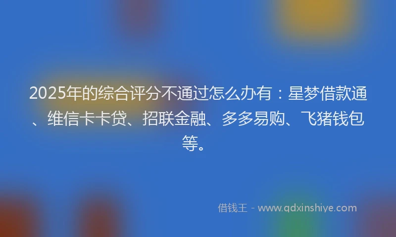 2025年的综合评分不通过怎么办有：星梦借款通、维信卡卡贷、招联金融、多多易购、飞猪钱包等。