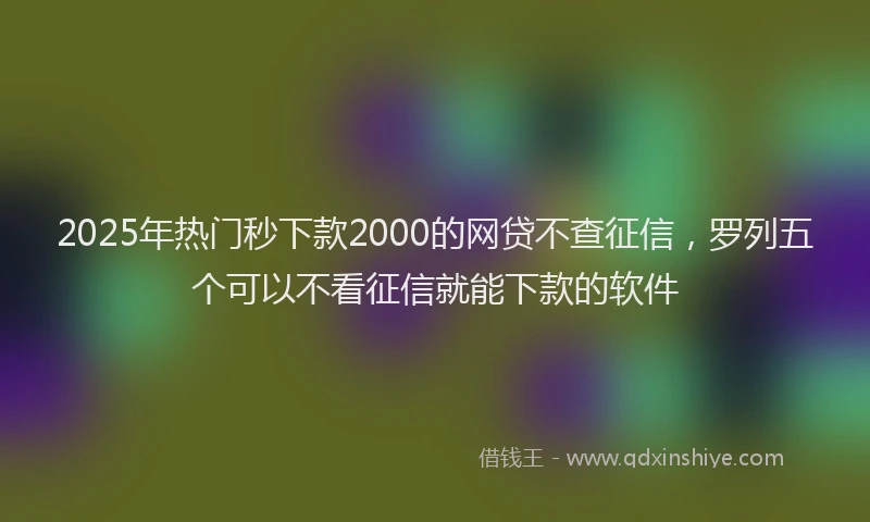 2025年热门秒下款2000的网贷不查征信，罗列五个可以不看征信就能下款的软件