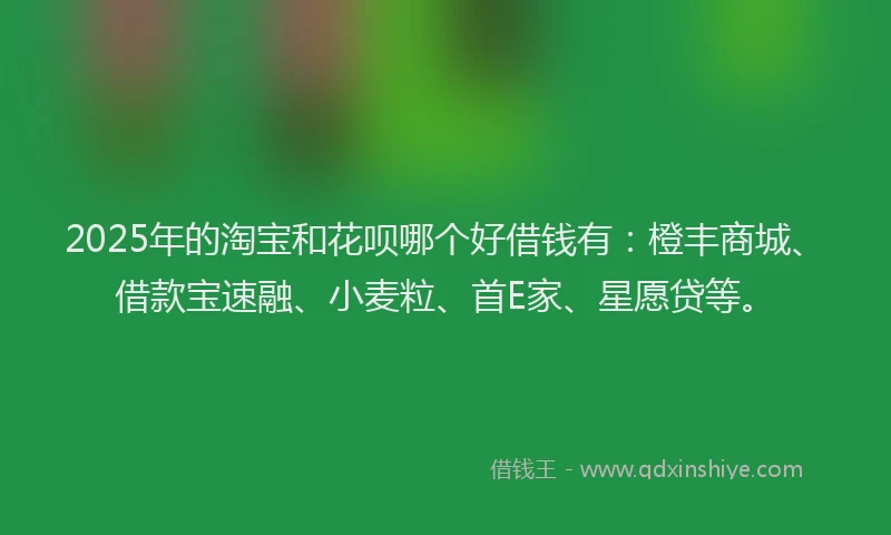 2025年的淘宝和花呗哪个好借钱有：橙丰商城、借款宝速融、小麦粒、首E家、星愿贷等。