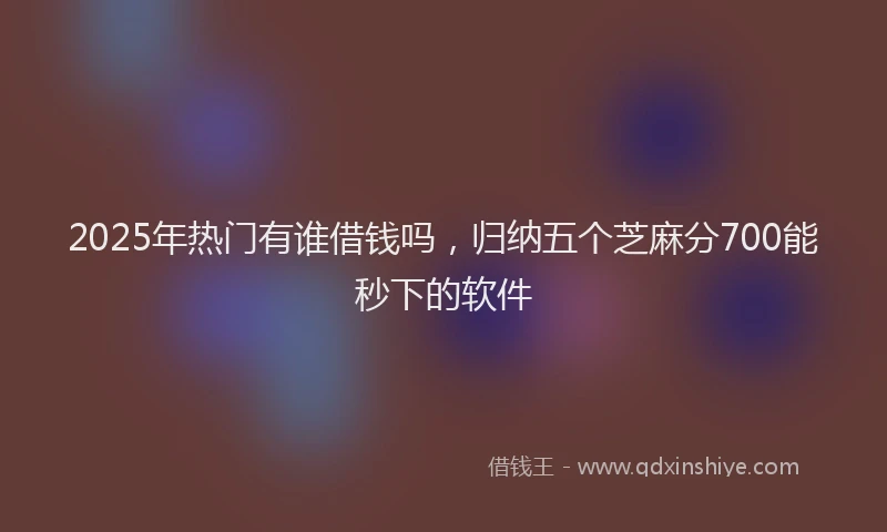 2025年热门有谁借钱吗，归纳五个芝麻分700能秒下的软件