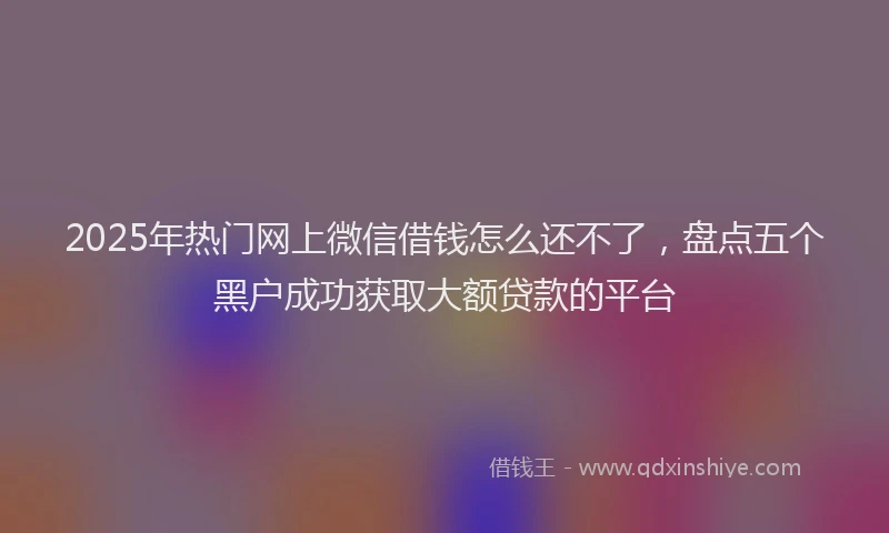 2025年热门网上微信借钱怎么还不了，盘点五个黑户成功获取大额贷款的平台
