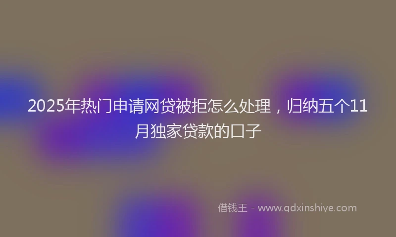 2025年热门申请网贷被拒怎么处理，归纳五个11月独家贷款的口子