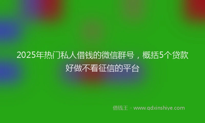 2025年热门私人借钱的微信群号，概括5个贷款好做不看征信的平台