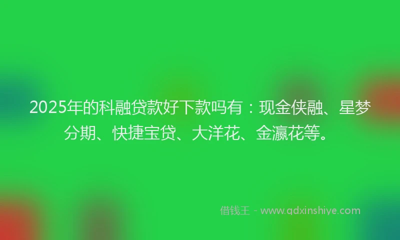 2025年的科融贷款好下款吗有：现金侠融、星梦分期、快捷宝贷、大洋花、金瀛花等。
