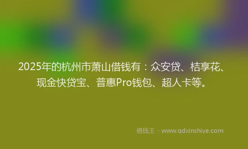2025年的杭州市萧山借钱有：众安贷、桔享花、现金快贷宝、普惠Pro钱包、超人卡等。