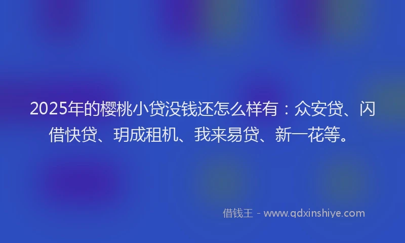 2025年的樱桃小贷没钱还怎么样有：众安贷、闪借快贷、玥成租机、我来易贷、新一花等。