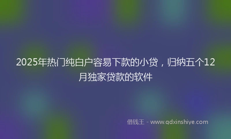 2025年热门纯白户容易下款的小贷，归纳五个12月独家贷款的软件