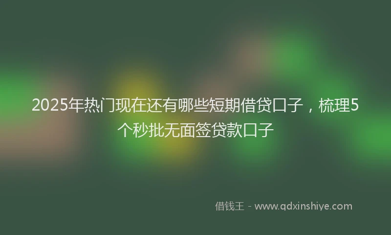 2025年热门现在还有哪些短期借贷口子，梳理5个秒批无面签贷款口子