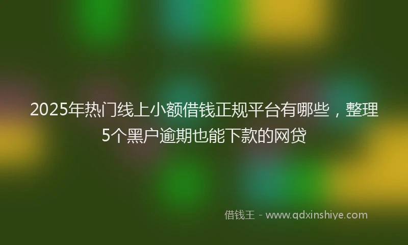 2025年热门线上小额借钱正规平台有哪些，整理5个黑户逾期也能下款的网贷