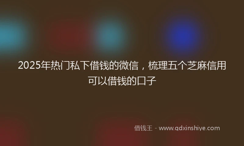 2025年热门私下借钱的微信，梳理五个芝麻信用可以借钱的口子