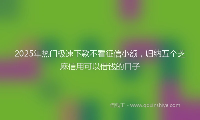 2025年热门极速下款不看征信小额，归纳五个芝麻信用可以借钱的口子