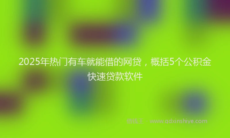 2025年热门有车就能借的网贷，概括5个公积金快速贷款软件