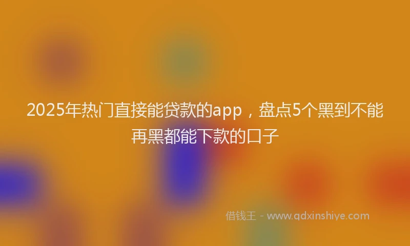 2025年热门直接能贷款的app，盘点5个黑到不能再黑都能下款的口子