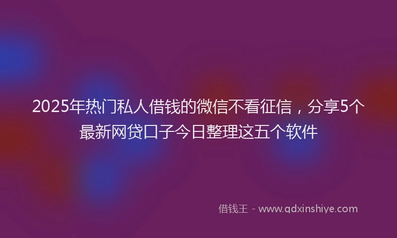 2025年热门私人借钱的微信不看征信，分享5个最新网贷口子今日整理这五个软件