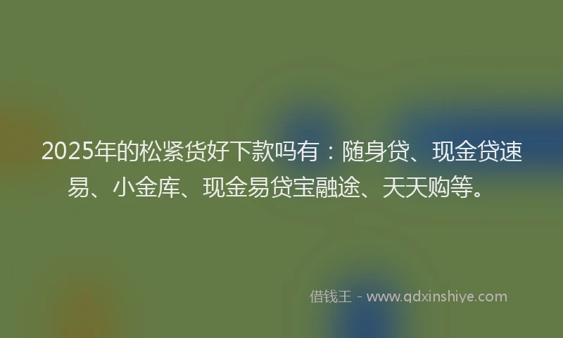 2025年的松紧货好下款吗有：随身贷、现金贷速易、小金库、现金易贷宝融途、天天购等。