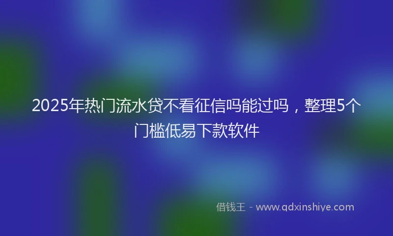 2025年热门流水贷不看征信吗能过吗，整理5个门槛低易下款软件