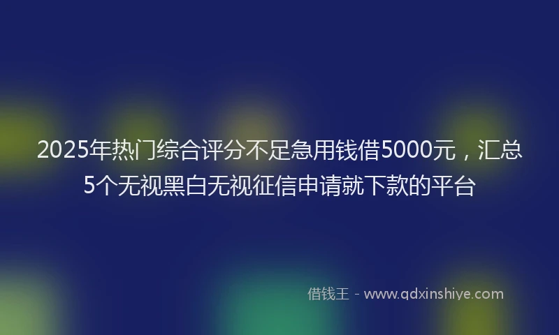 2025年热门综合评分不足急用钱借5000元，汇总5个无视黑白无视征信申请就下款的平台