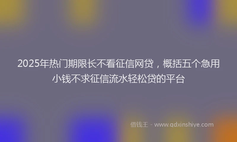 2025年热门期限长不看征信网贷，概括五个急用小钱不求征信流水轻松贷的平台