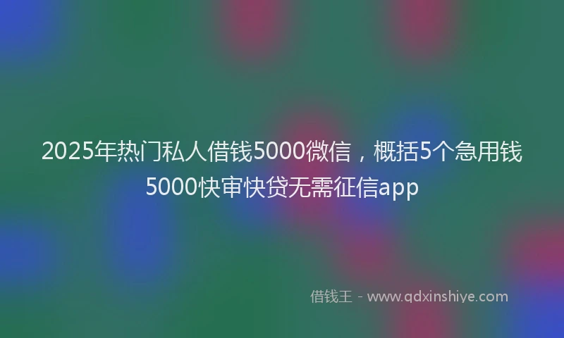 2025年热门私人借钱5000微信，概括5个急用钱5000快审快贷无需征信app