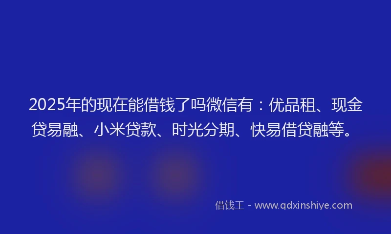 2025年的现在能借钱了吗微信有：优品租、现金贷易融、小米贷款、时光分期、快易借贷融等。