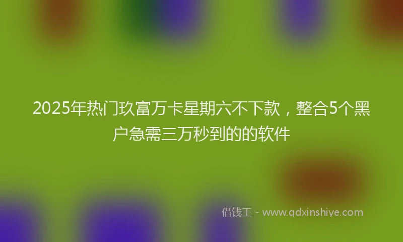 2025年热门玖富万卡星期六不下款，整合5个黑户急需三万秒到的的软件