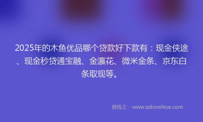 2025年的木鱼优品哪个贷款好下款有：现金侠途、现金秒贷通宝融、金瀛花、微米金条、京东白条取现等。
