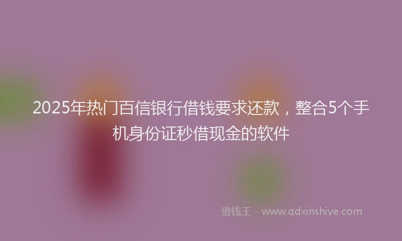 2025年热门百信银行借钱要求还款，整合5个手机身份证秒借现金的软件