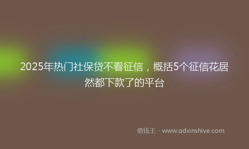 2025年热门社保贷不看征信，概括5个征信花居然都下款了的平台