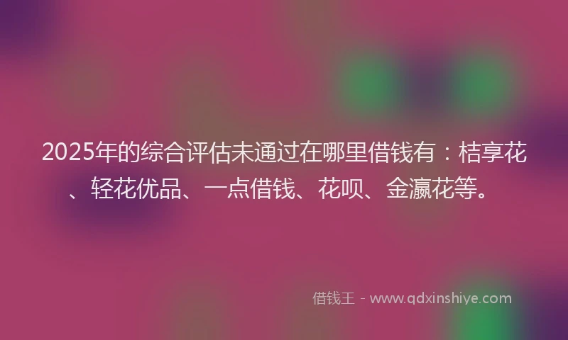 2025年的综合评估未通过在哪里借钱有：桔享花、轻花优品、一点借钱、花呗、金瀛花等。