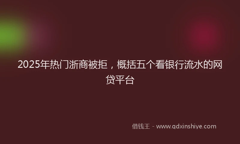 2025年热门浙商被拒，概括五个看银行流水的网贷平台