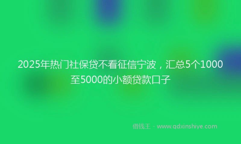 2025年热门社保贷不看征信宁波，汇总5个1000至5000的小额贷款口子