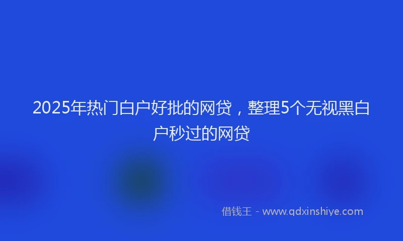 2025年热门白户好批的网贷，整理5个无视黑白户秒过的网贷