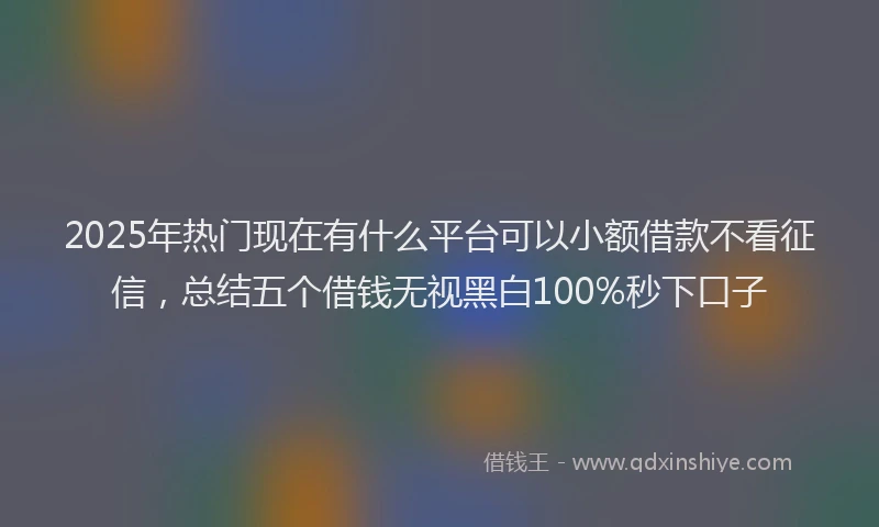2025年热门现在有什么平台可以小额借款不看征信，总结五个借钱无视黑白100%秒下口子