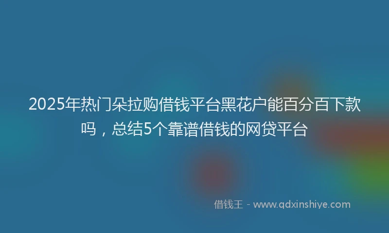 2025年热门朵拉购借钱平台黑花户能百分百下款吗，总结5个靠谱借钱的网贷平台