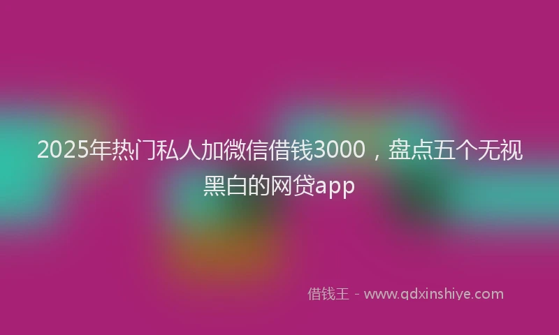 2025年热门私人加微信借钱3000，盘点五个无视黑白的网贷app