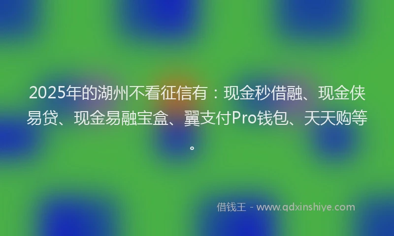 2025年的湖州不看征信有：现金秒借融、现金侠易贷、现金易融宝盒、翼支付Pro钱包、天天购等。