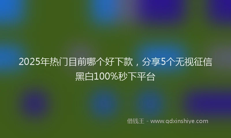 2025年热门目前哪个好下款，分享5个无视征信黑白100%秒下平台