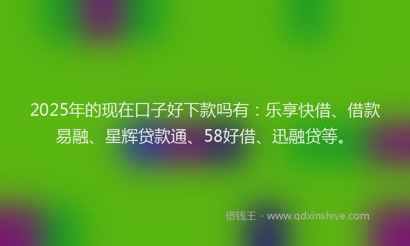 2025年的现在口子好下款吗有：乐享快借、借款易融、星辉贷款通、58好借、迅融贷等。