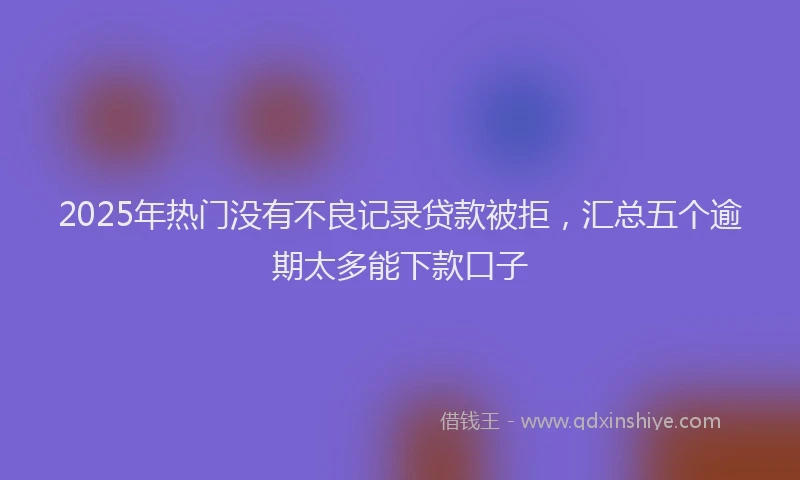 2025年热门没有不良记录贷款被拒，汇总五个逾期太多能下款口子
