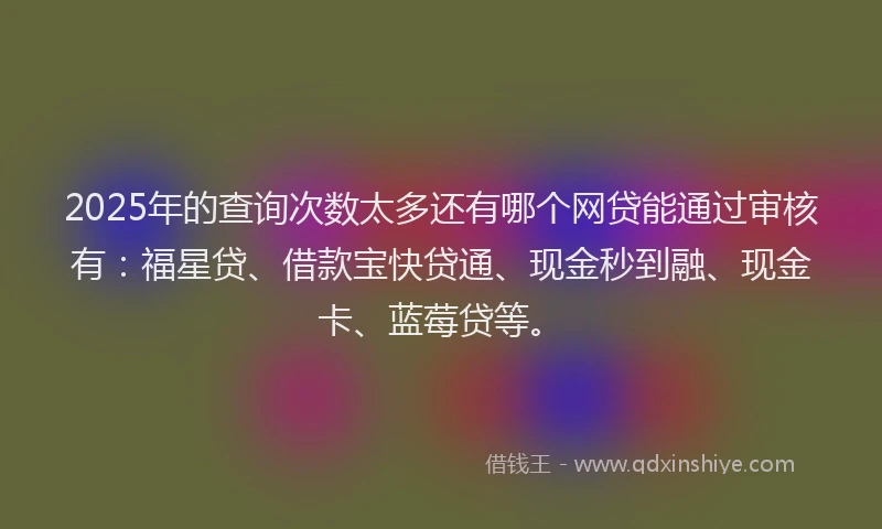 2025年的查询次数太多还有哪个网贷能通过审核有：福星贷、借款宝快贷通、现金秒到融、现金卡、蓝莓贷等。