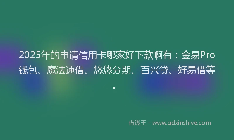 2025年的申请信用卡哪家好下款啊有：金易Pro钱包、魔法速借、悠悠分期、百兴贷、好易借等。