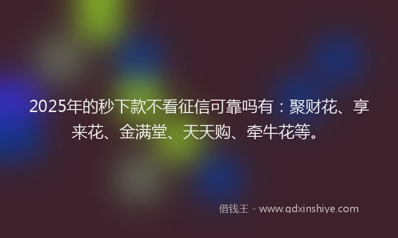 2025年的秒下款不看征信可靠吗有：聚财花、享来花、金满堂、天天购、牵牛花等。