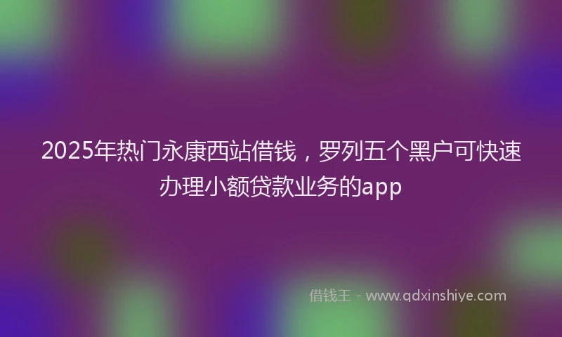 2025年热门永康西站借钱，罗列五个黑户可快速办理小额贷款业务的app