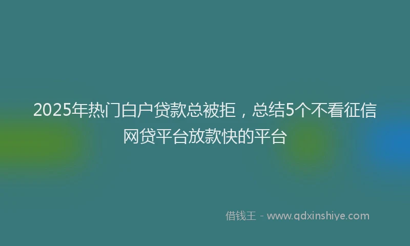 2025年热门白户贷款总被拒，总结5个不看征信网贷平台放款快的平台