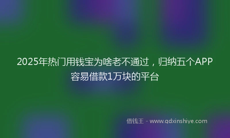 2025年热门用钱宝为啥老不通过，归纳五个APP容易借款1万块的平台