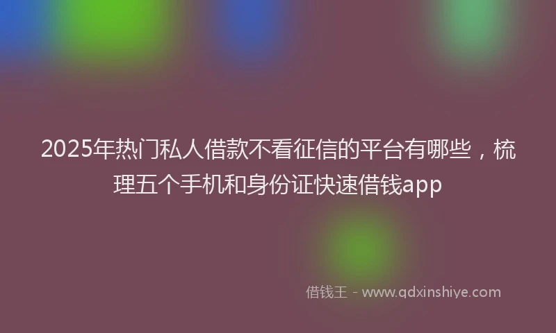 2025年热门私人借款不看征信的平台有哪些，梳理五个手机和身份证快速借钱app