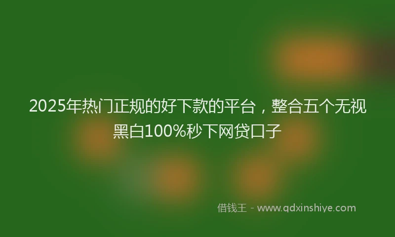 2025年热门正规的好下款的平台，整合五个无视黑白100%秒下网贷口子